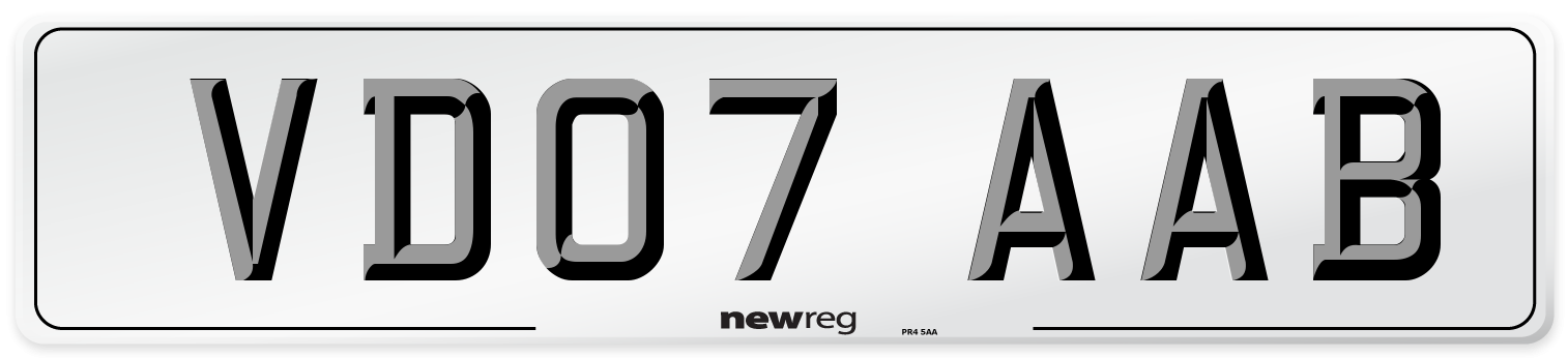 VD07 AAB Number Plate from New Reg